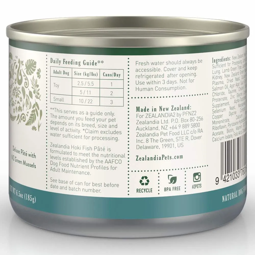 15% OFF: Zealandia Wild Hoki Fish Pate Grain-Free Adult Canned DOG Food 185g