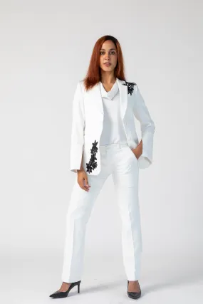 Artistry Lace Jacket with White Dress Pants Set