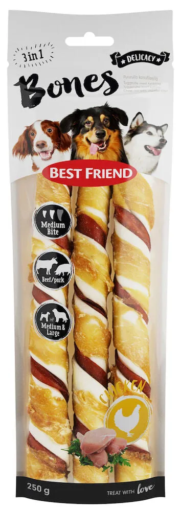 Best Friend Bones 3in1 ox and pork chew roll with chicken fillet