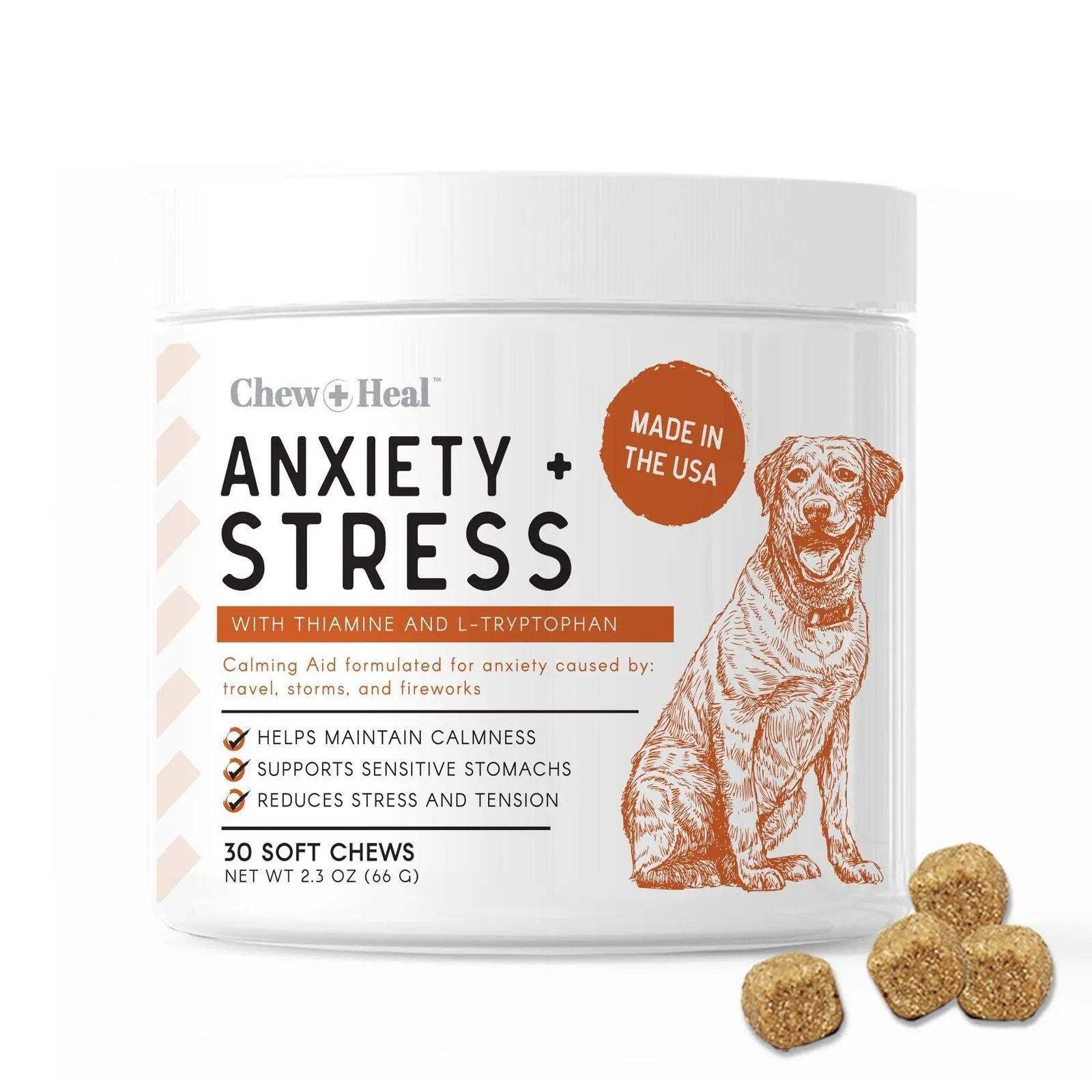 Chew   Heal Dogs Anxiety & Stress Calming Soft Chews