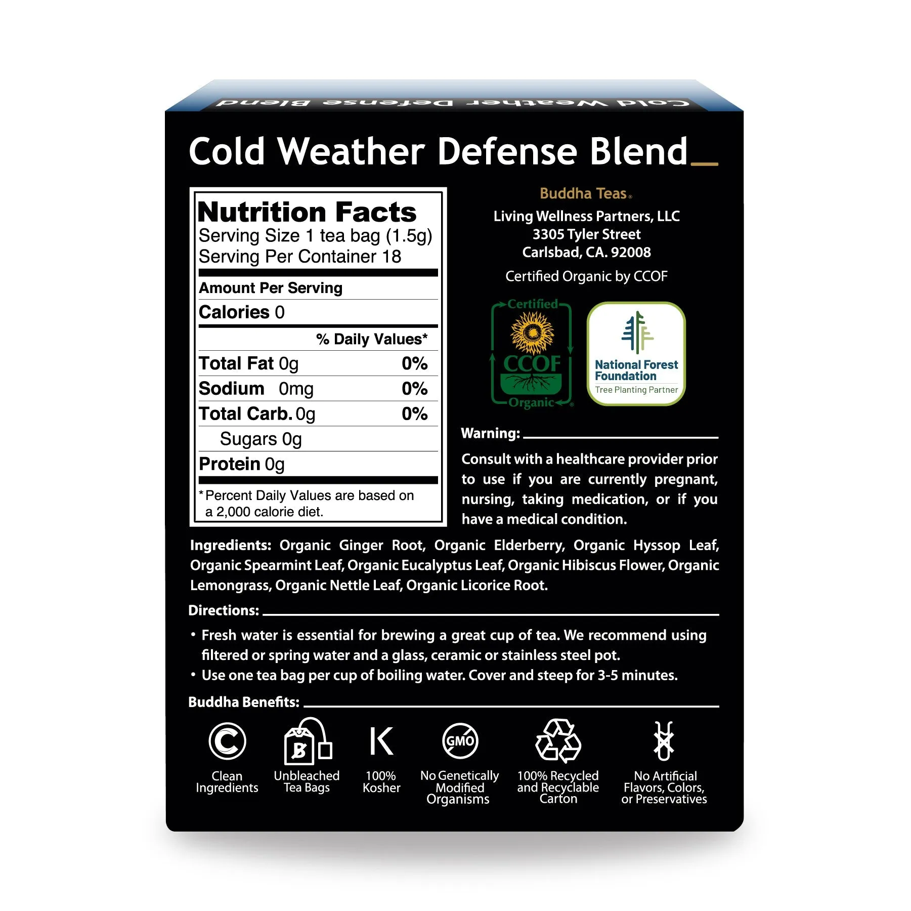 Cold Weather Defense Blend Tea | Organic - 18 Bleach Free Tea Bags