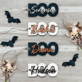 Custom Halloween Wooden Name Tags, Personalized Halloween Tags, Custom Boo Basket, Custom Halloween Tag HX11