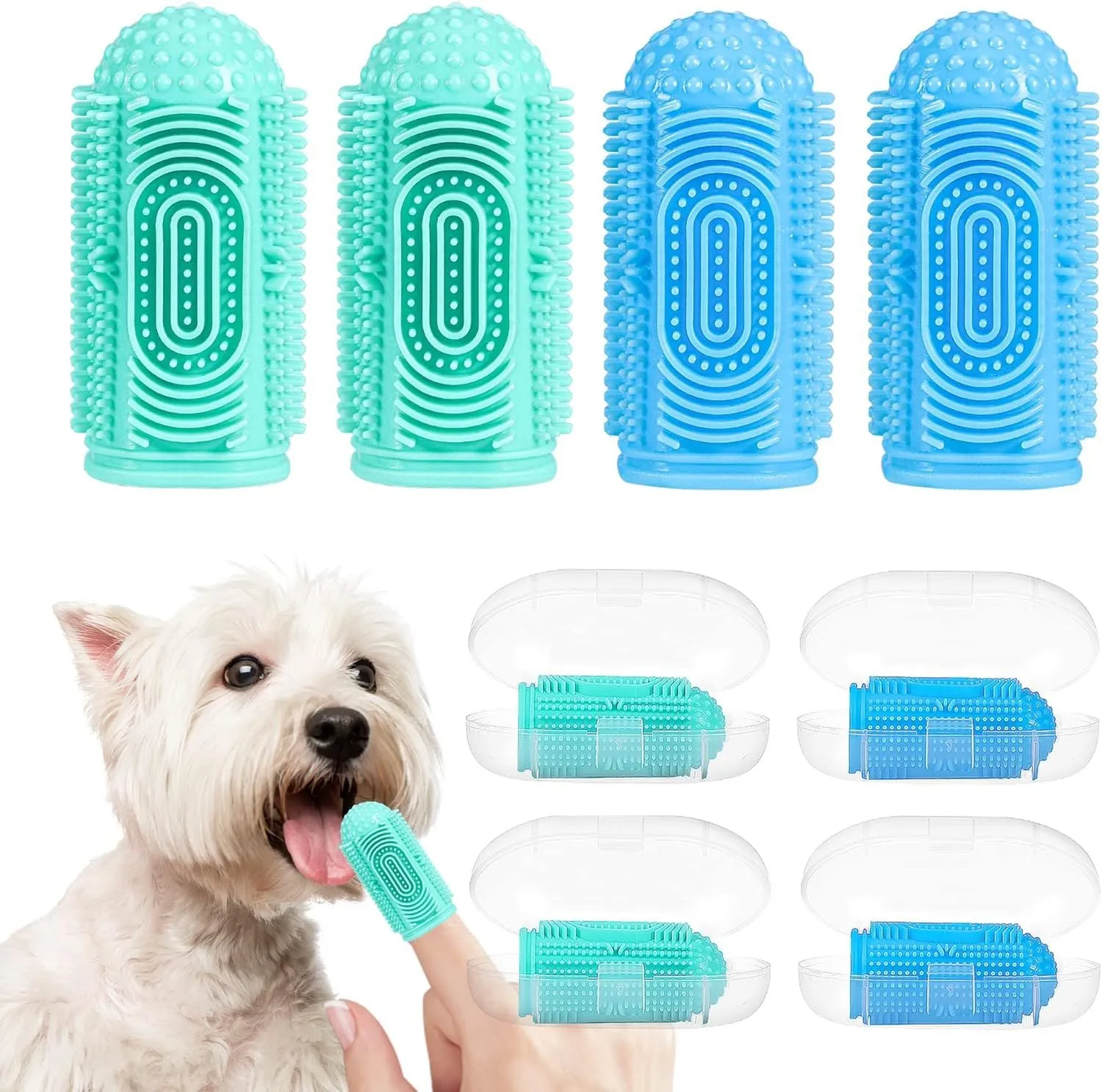 Dog Toothbrush and Cleaning Kit, Dog Finger Toothbrush, Cat Toothbrush