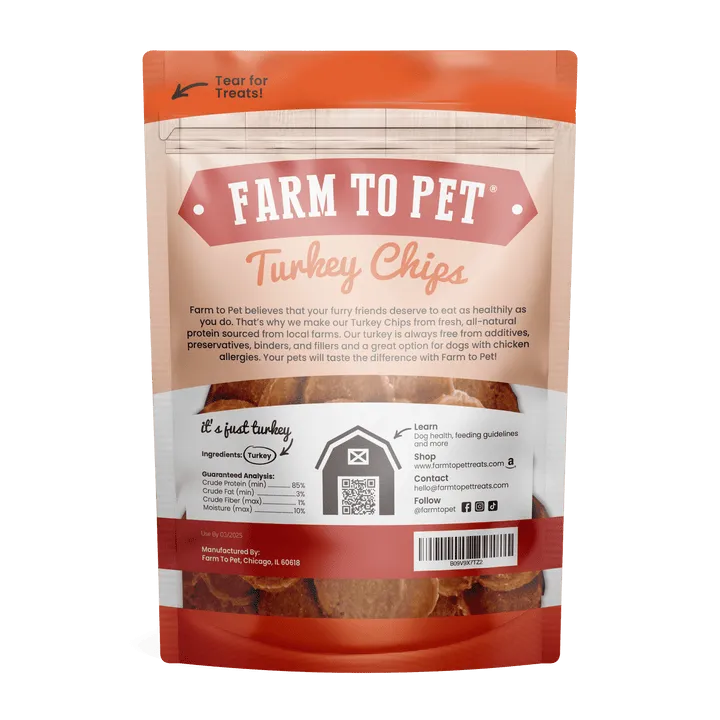 Farm To Pet Turkey Chips Single Ingredient Dog Treats