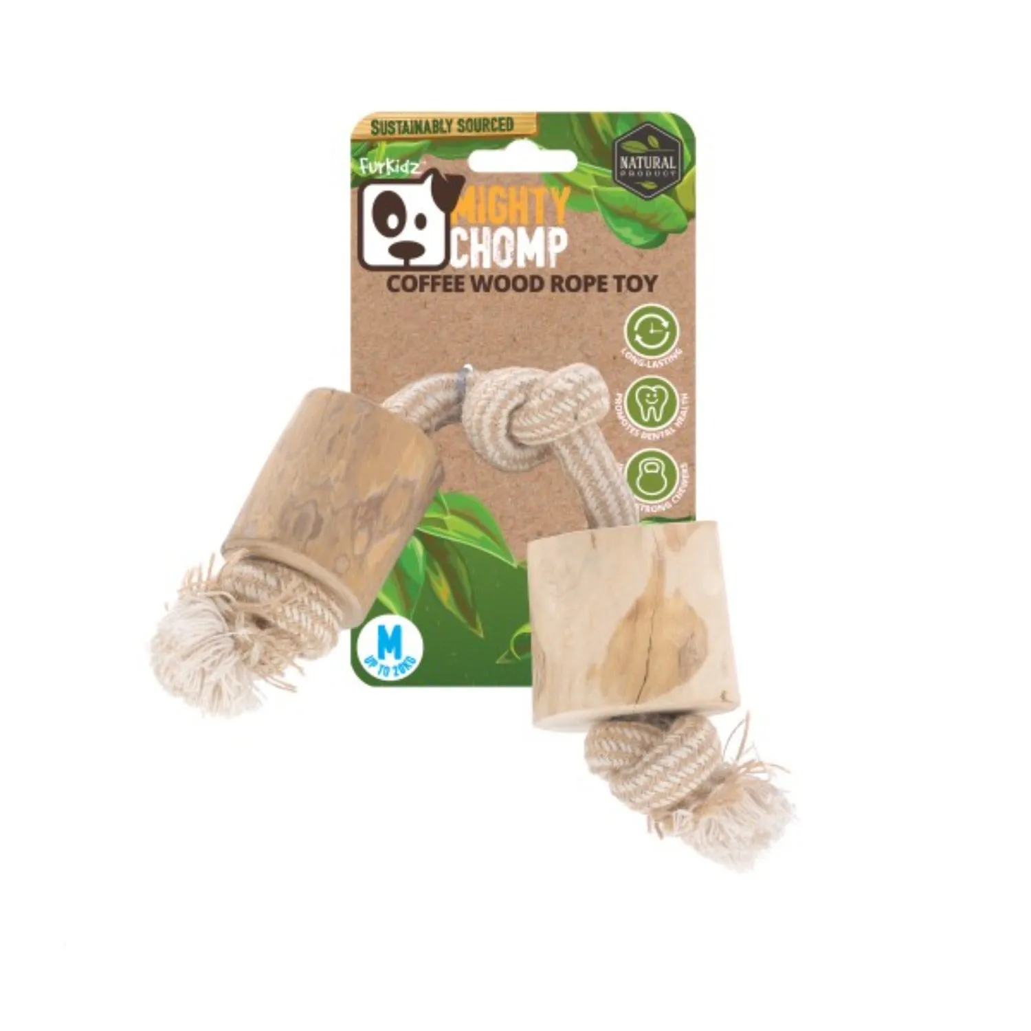 Furkidz Mighty Chomp Coffee Wood Rope Dog Toy