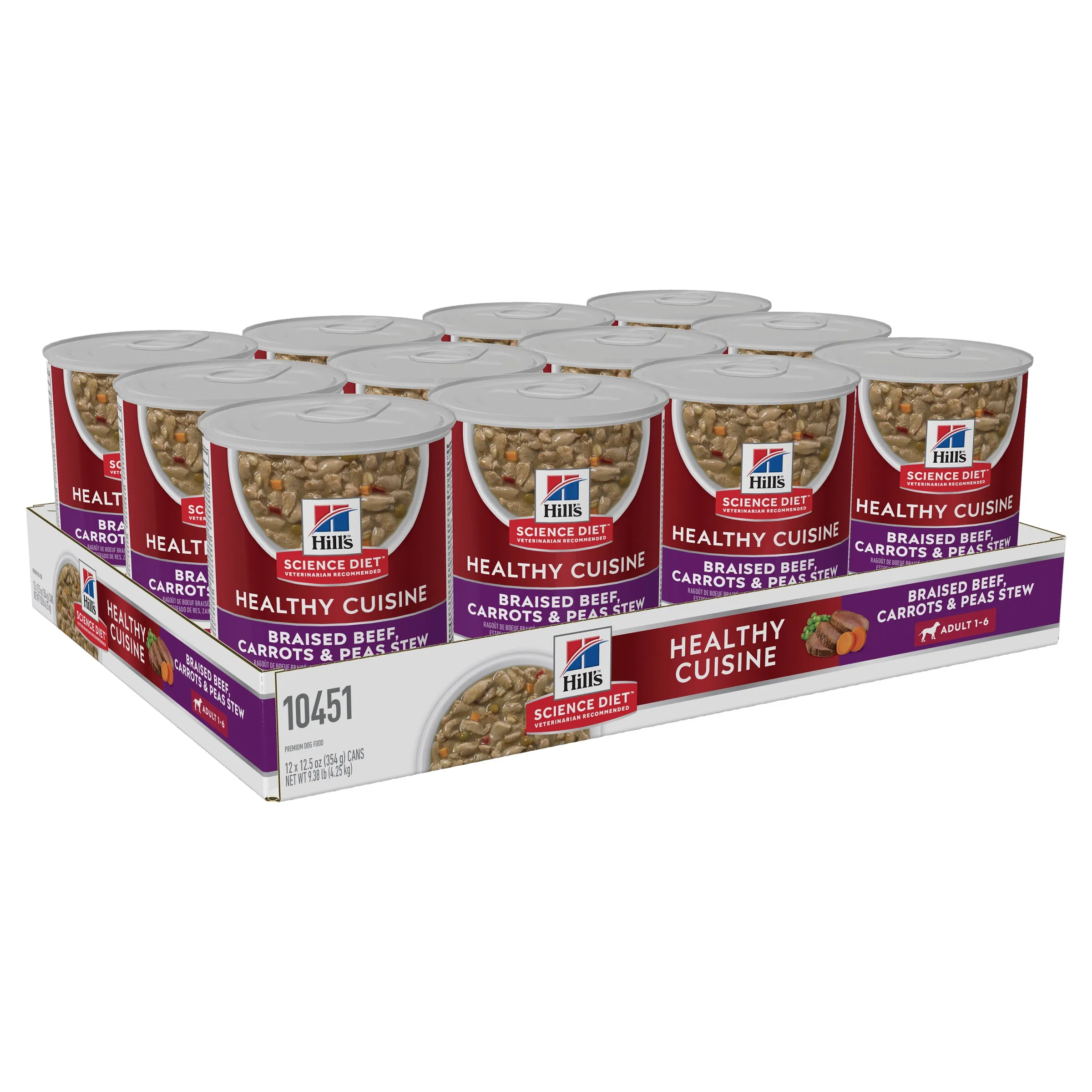 Hill's Science Diet Adult Healthy Cuisine Beef Carrot & Peas Stew Canned Dog Food 354g x 12