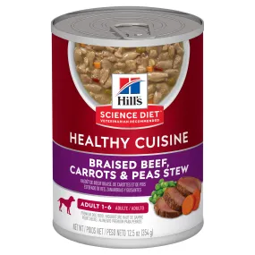 Hill's Science Diet Adult Healthy Cuisine Beef Carrot & Peas Stew Canned Dog Food 354g x 12