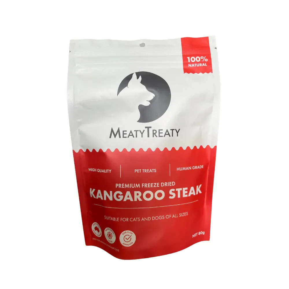 Meaty Treaty Freeze Dried Kangaroo Steak Cat & Dog Treats 80g