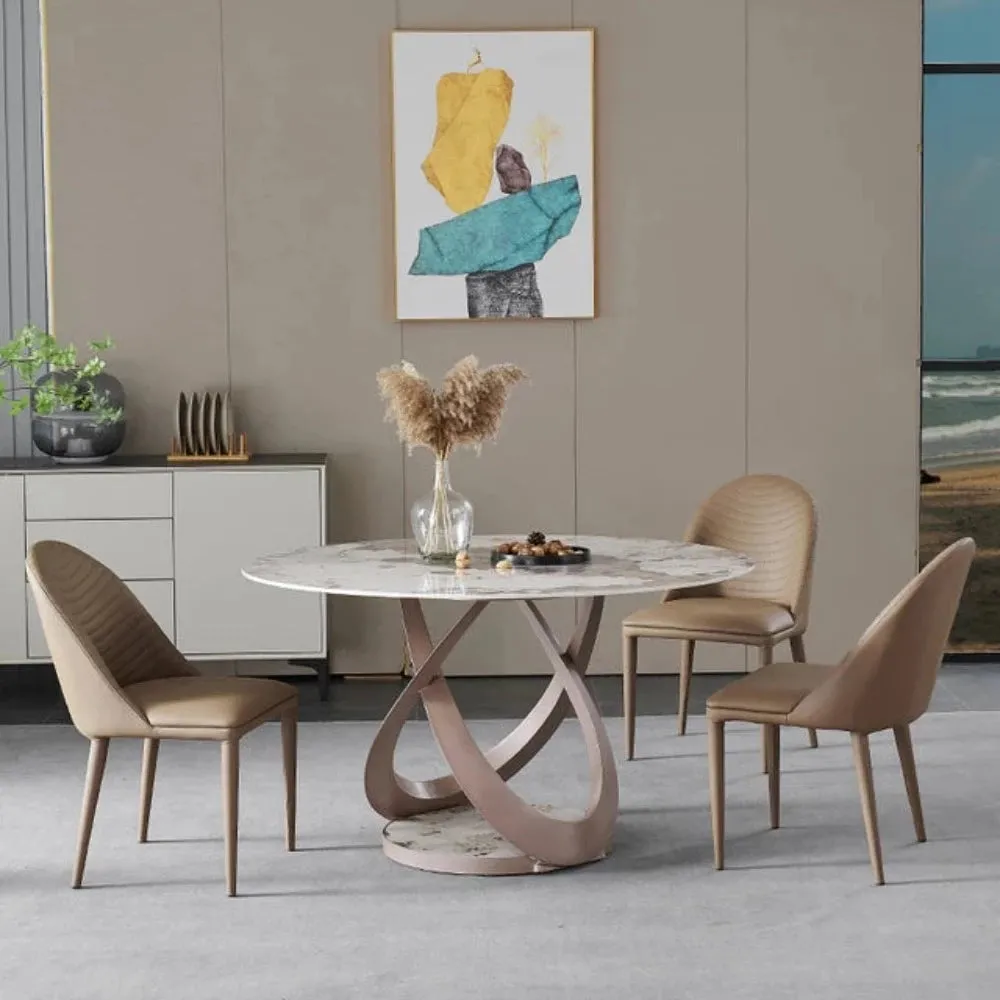 Pop-star Luxury 4 Seater Round Dining Table in Beige