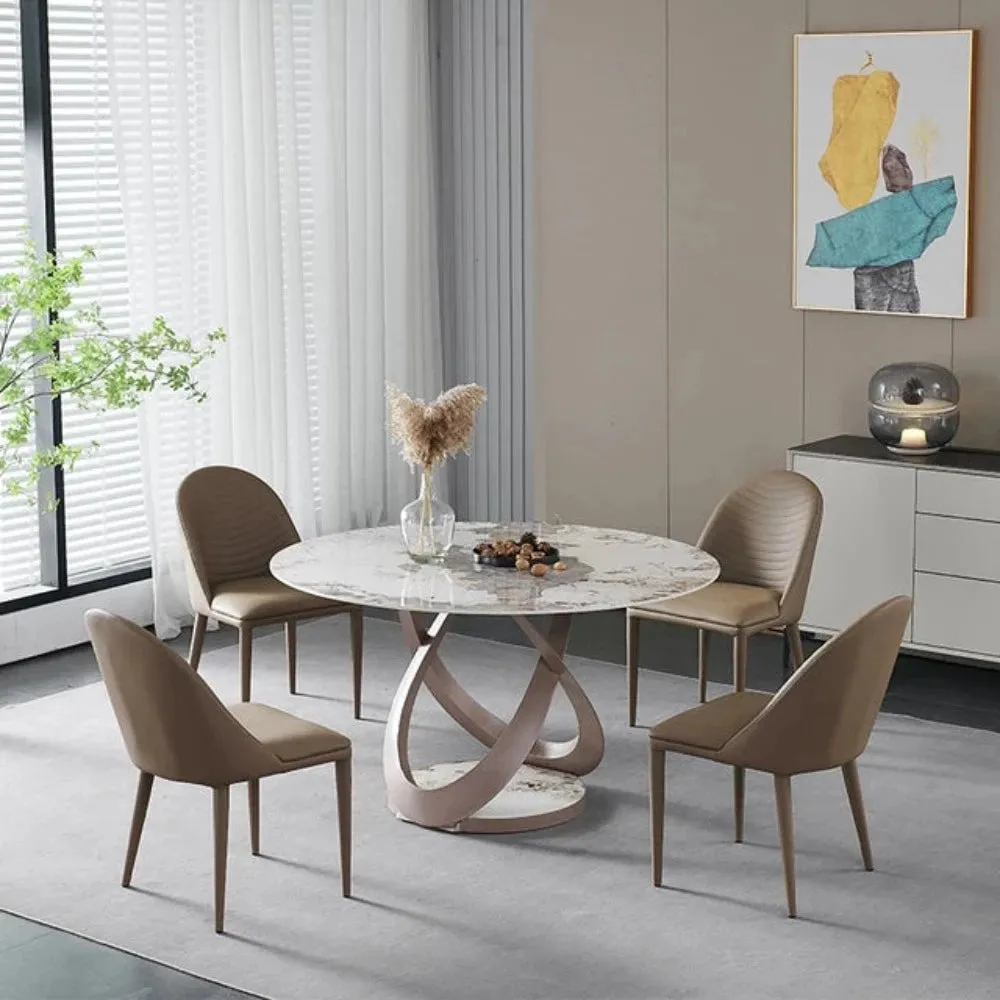 Pop-star Luxury 4 Seater Round Dining Table in Beige