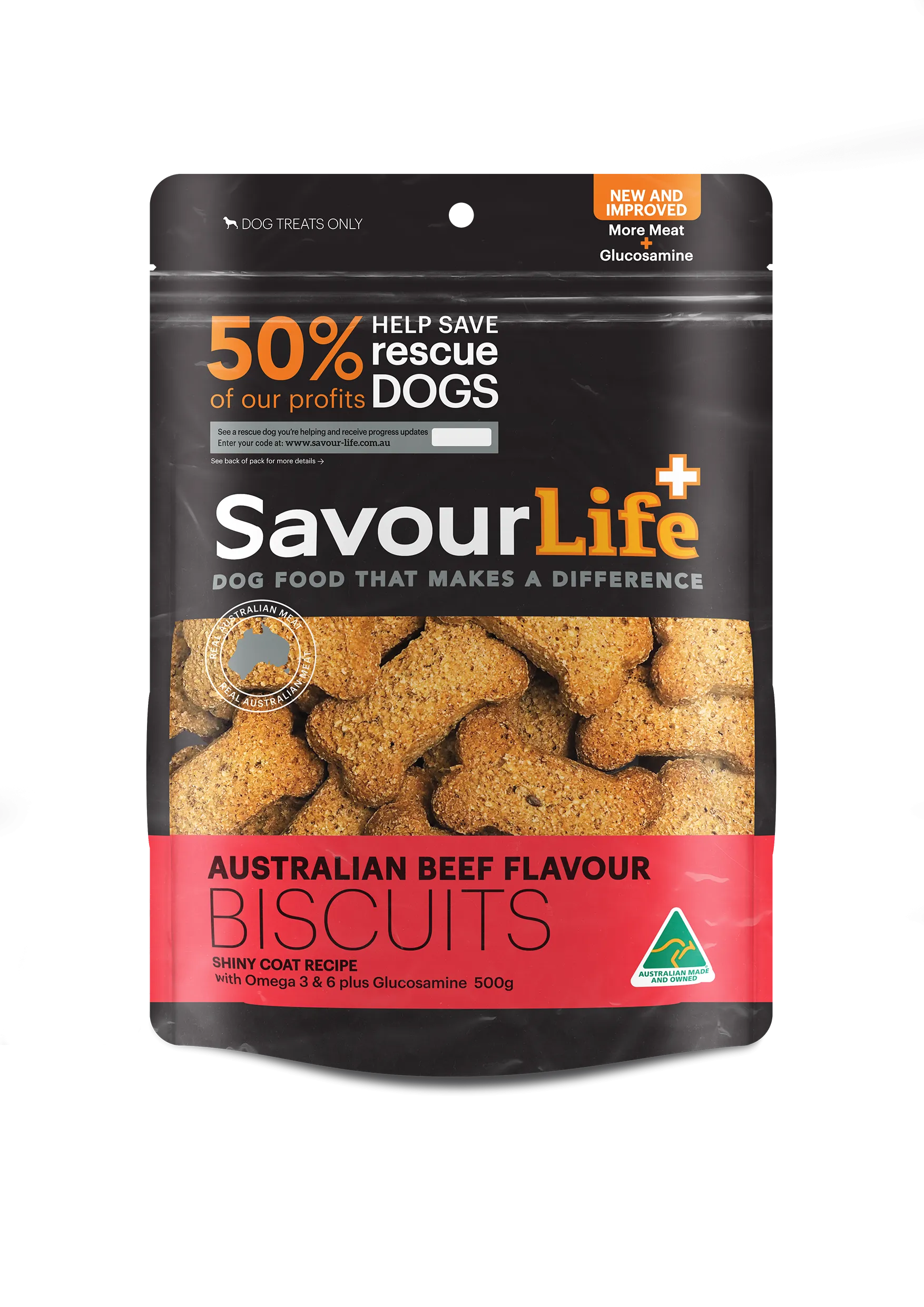 SavourLife Dog Treat Australian Beef Flavour Biscuits 500g