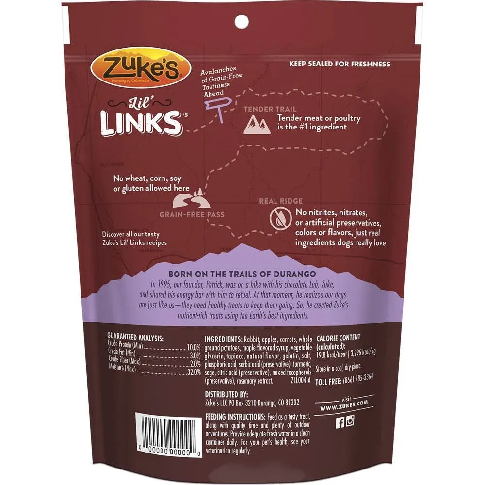 Zuke's Lil’ Links Rabbit & Apple Grain Free Dog Treats 6oz